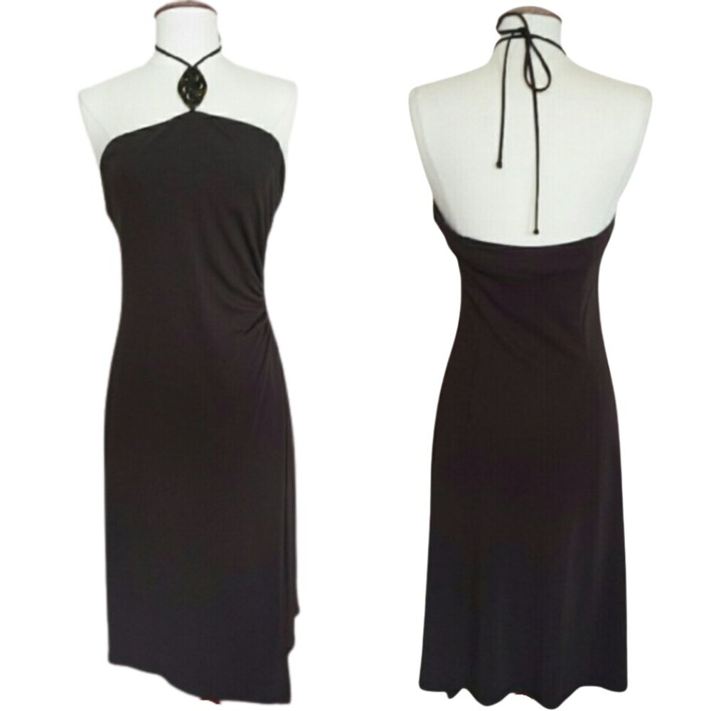 BcbgMaxAzria Brown Ruched Midi Dress